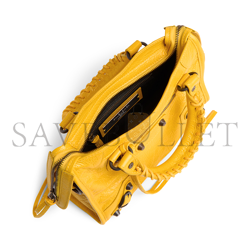 BALENCIAGA WOMEN'S LE CITY BAG MINI IN MARGE YELLOW 8657632ACFH7014 (24*16*9cm)